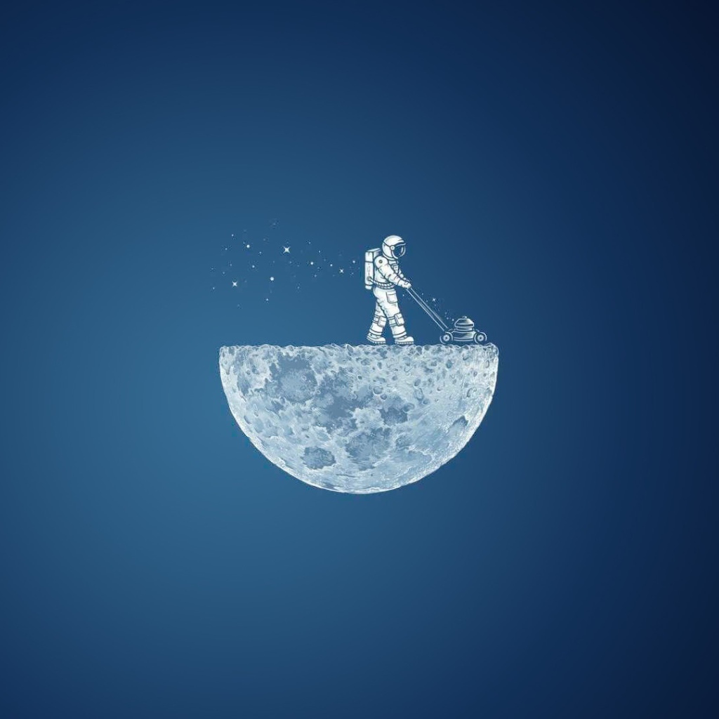 Астронавт с лунокосилкой