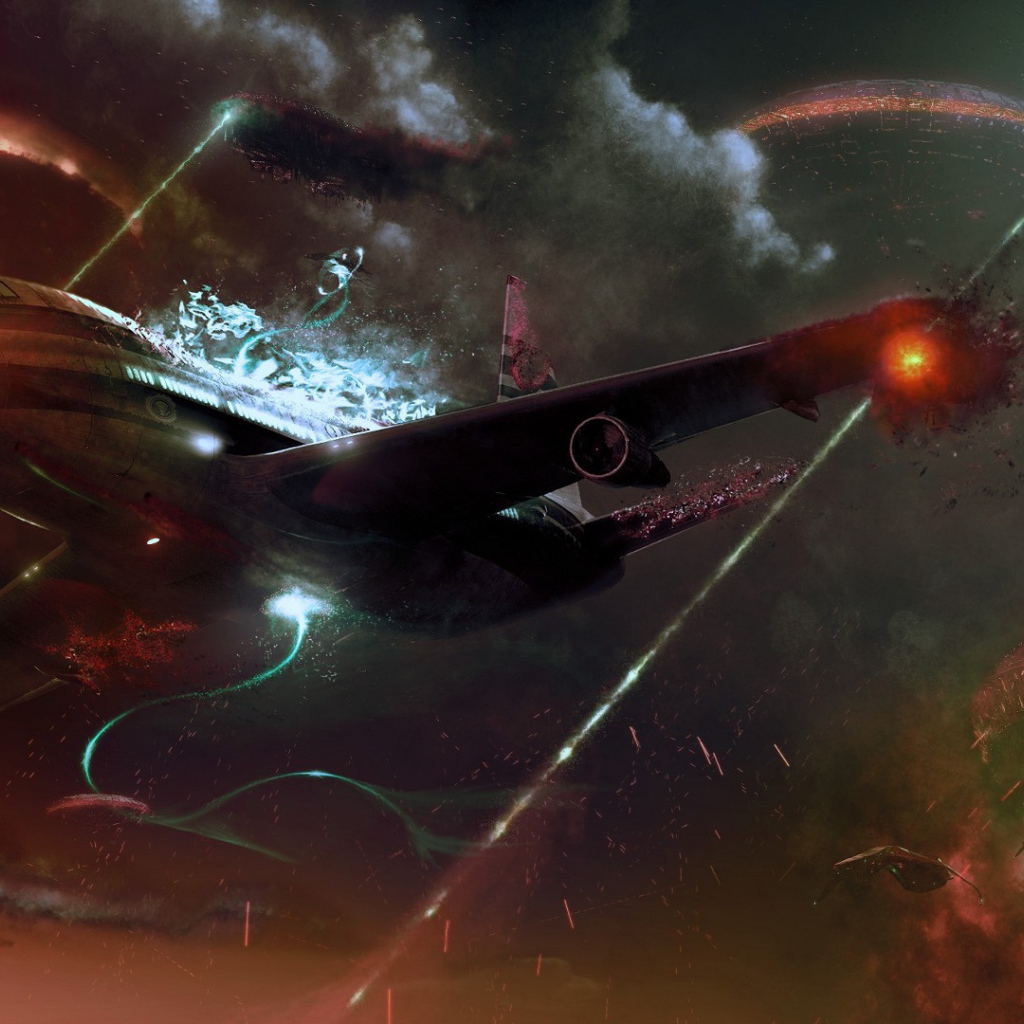 Удар лазера по самолету