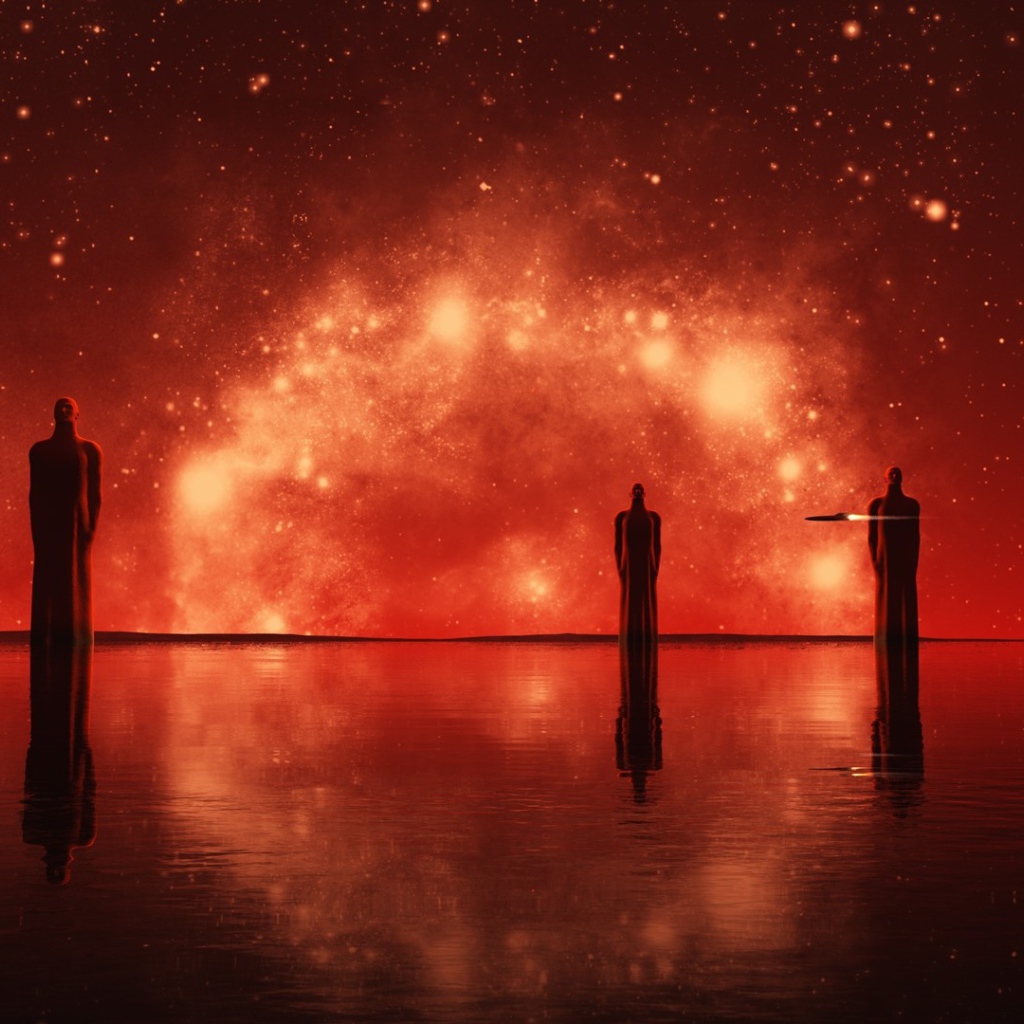 Совет мудрецов на фоне красной звездной системы