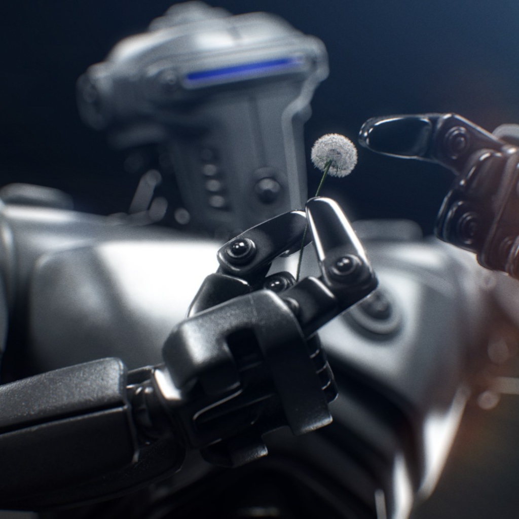 Одуванчик в руке робота