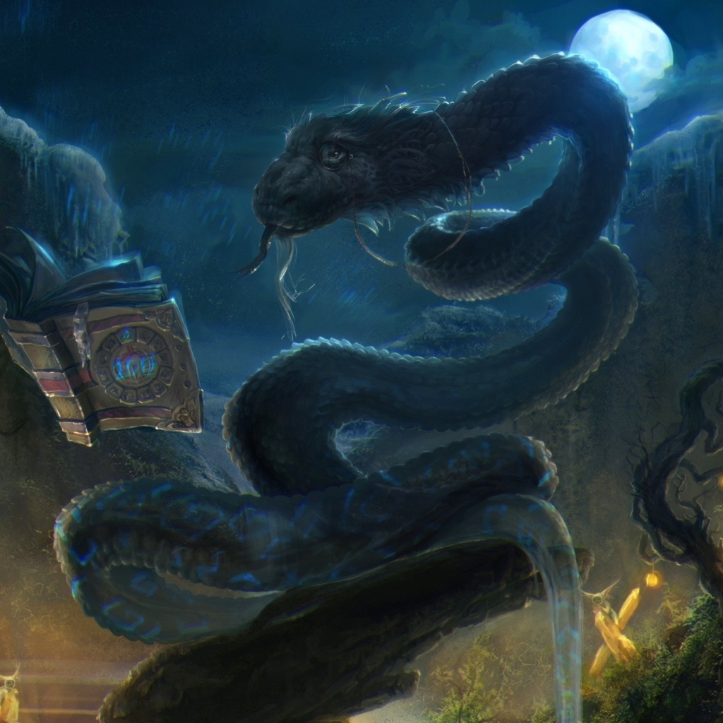 Дракон читает магическую книгу