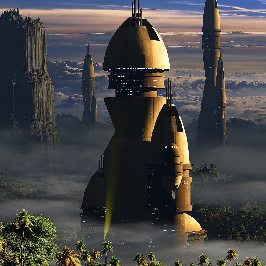 Фэнтези город в стране пальм