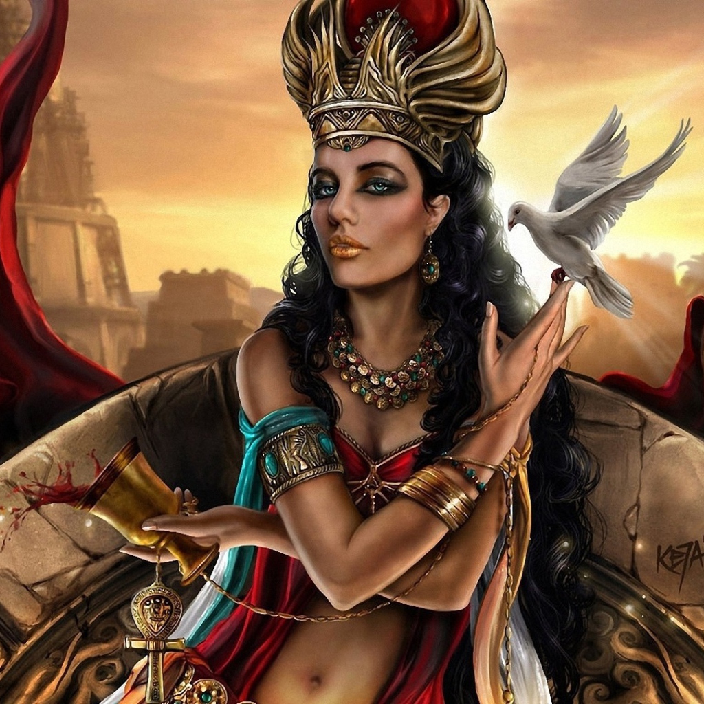 Фэнтези девушка с голубем на руке