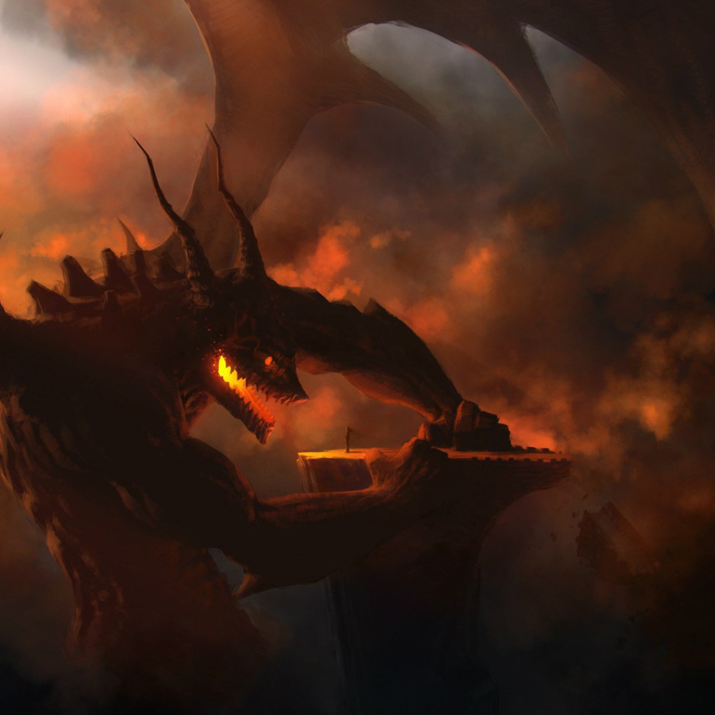 Огненный дракон разговаривает с человеком
