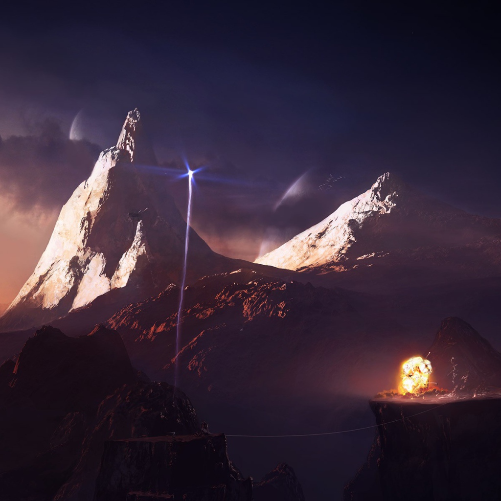 Вспышка на площадке в горах