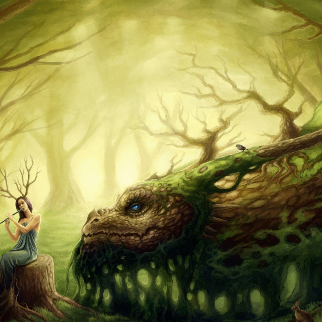 Лесная фея играет на свирели