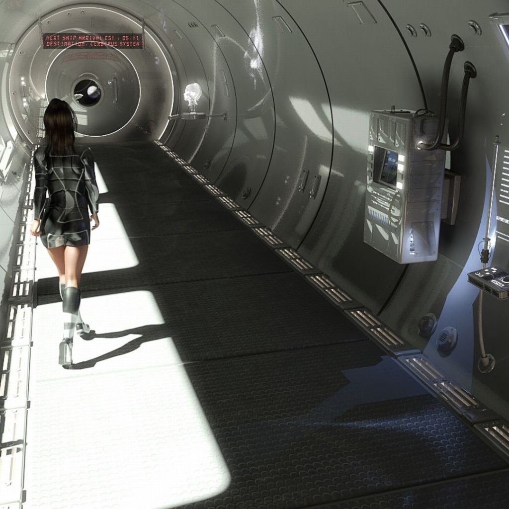 Девушка в переходе космической станции