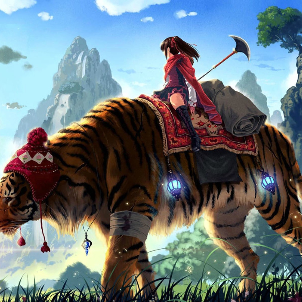 Девушка верхом на боевом тигре