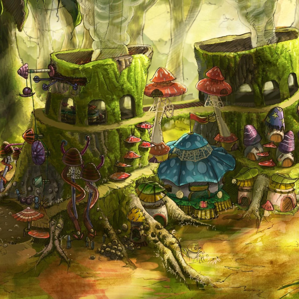 Домик для грибов среди леса