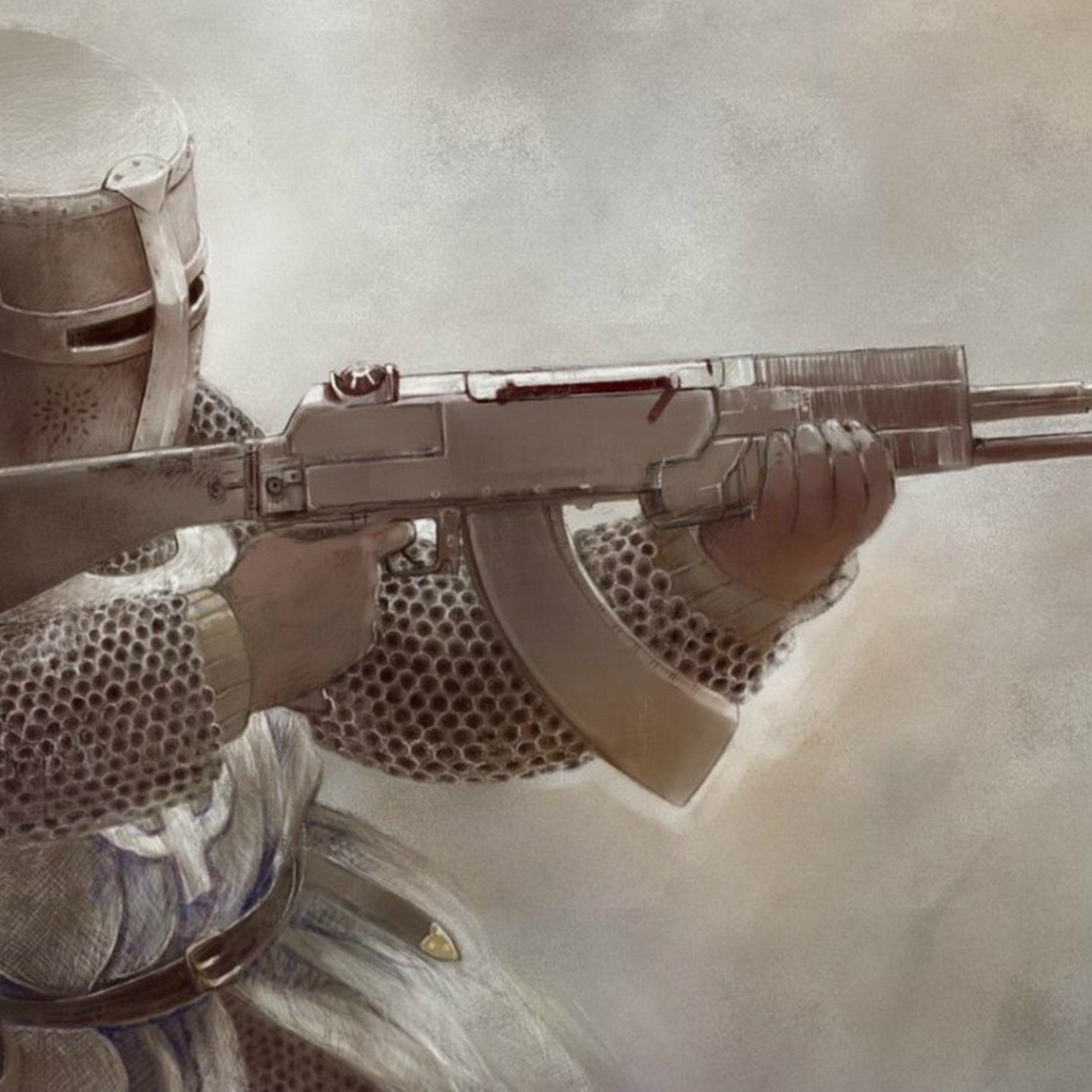 Рыцарь с автоматом в руках