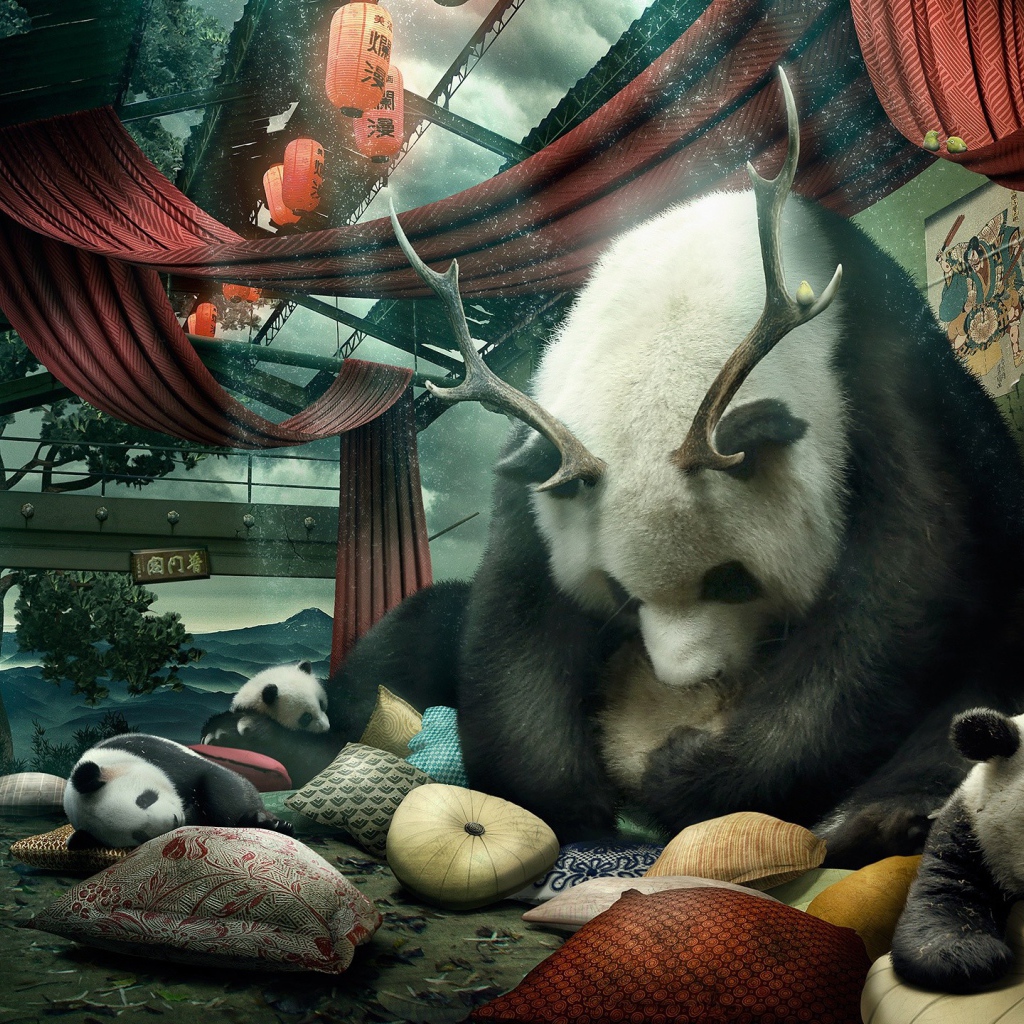 Мама панда с рогами