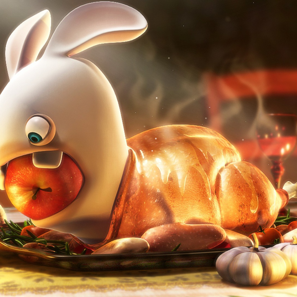 Кролик в утке на столе