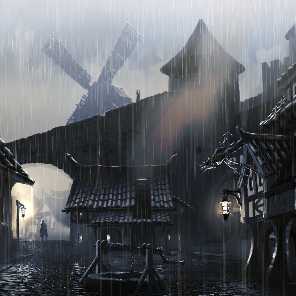 Дождь в старой деревушке