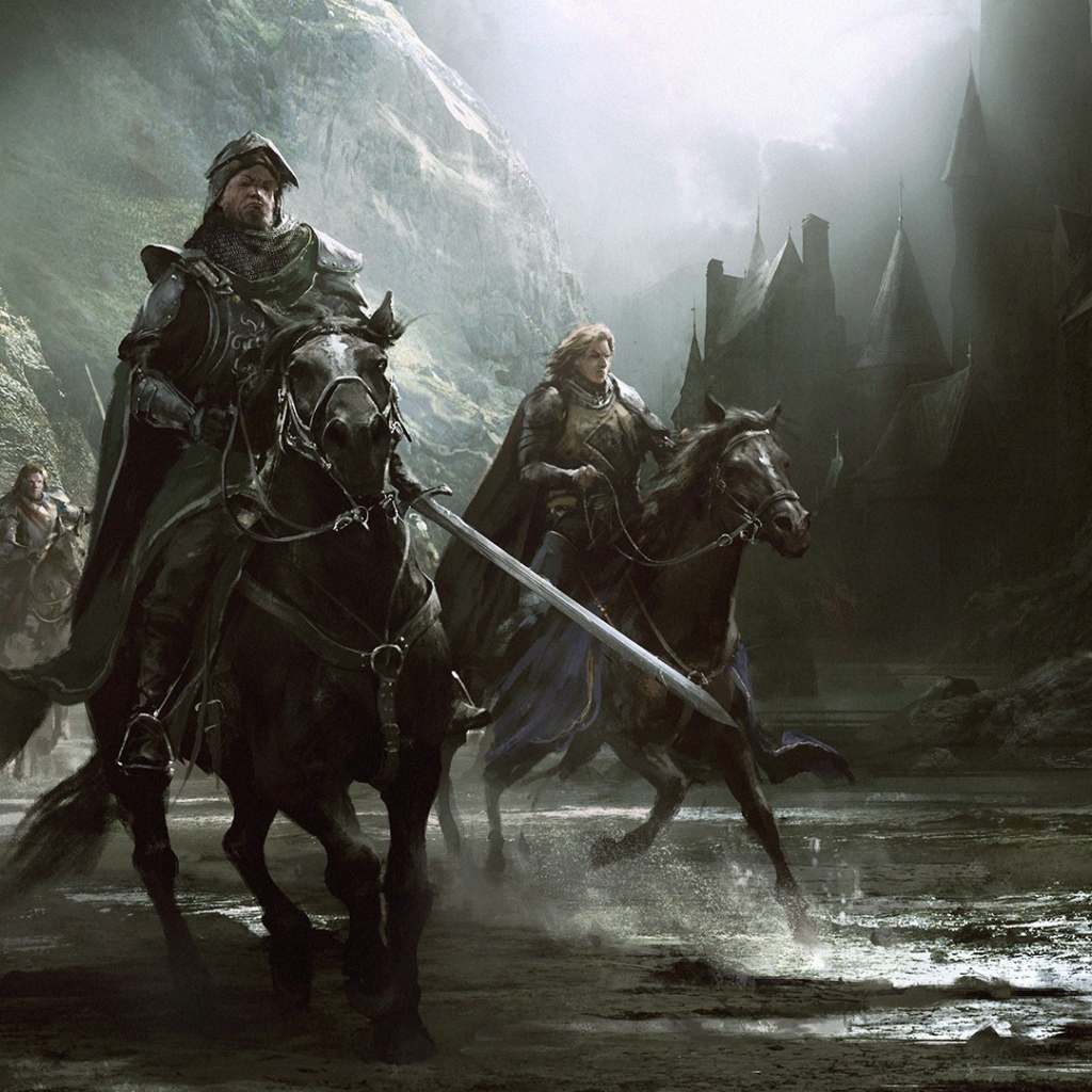 Всадники на лошадях в ущелье