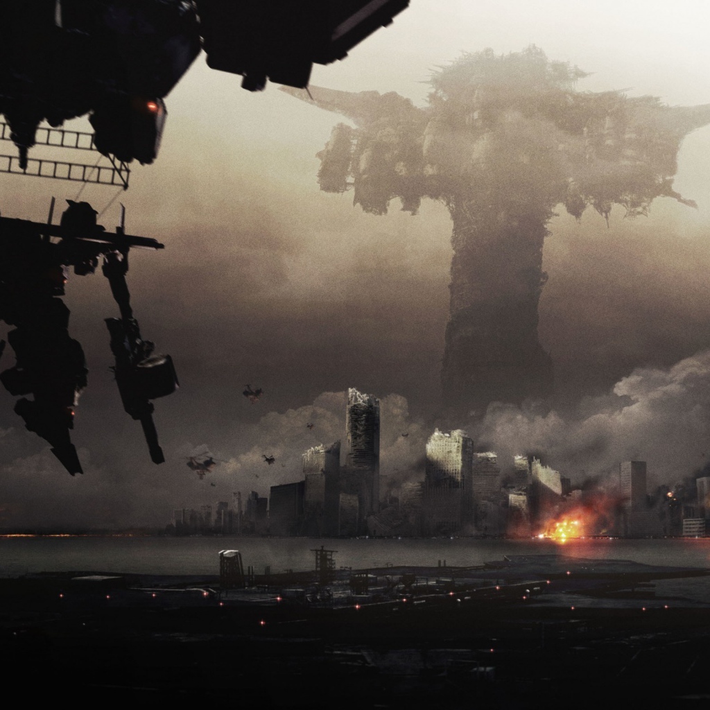 Робот во время войны в мегаполисе