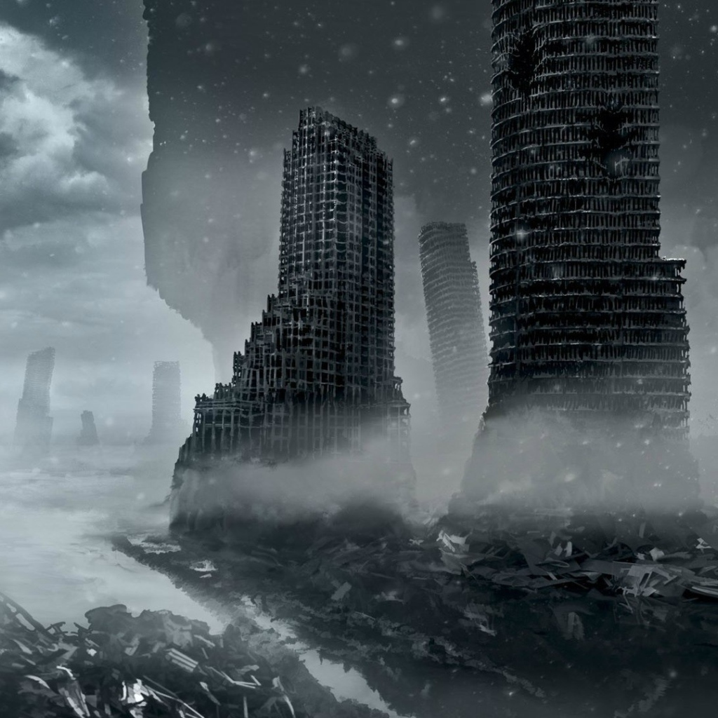 Руины небоскребов после бомбардировки