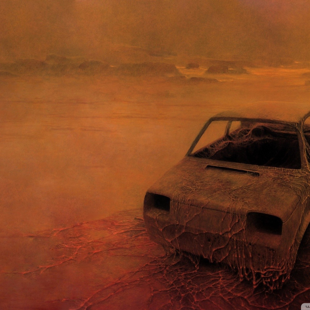 Ржавый корпус авто во всемирной пустыне