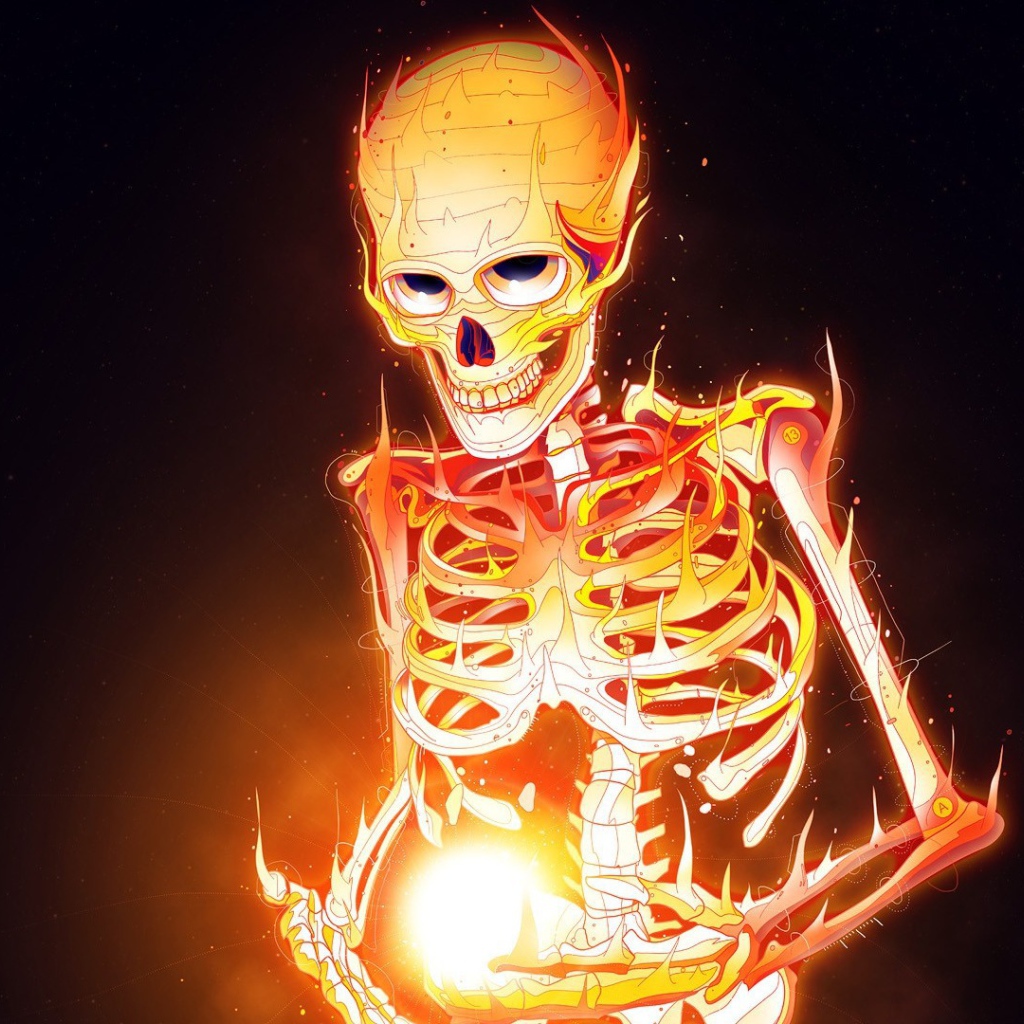 Скелет горит огнем