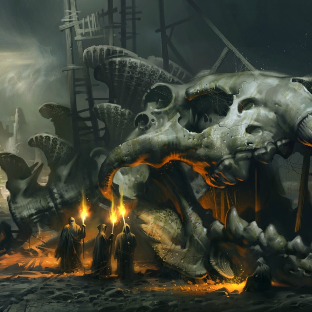 Череп огромного фантастического животного