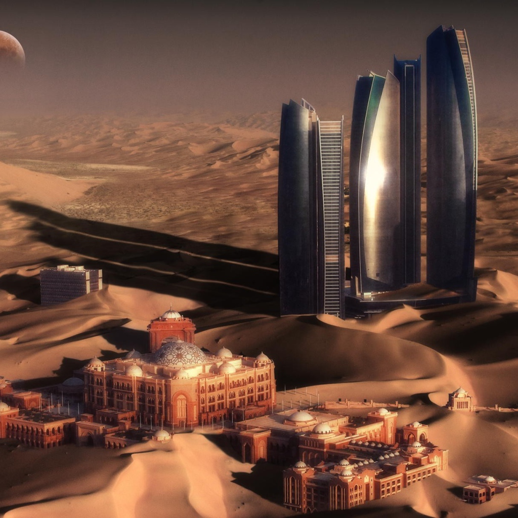 Небоскребы в песках пустыни