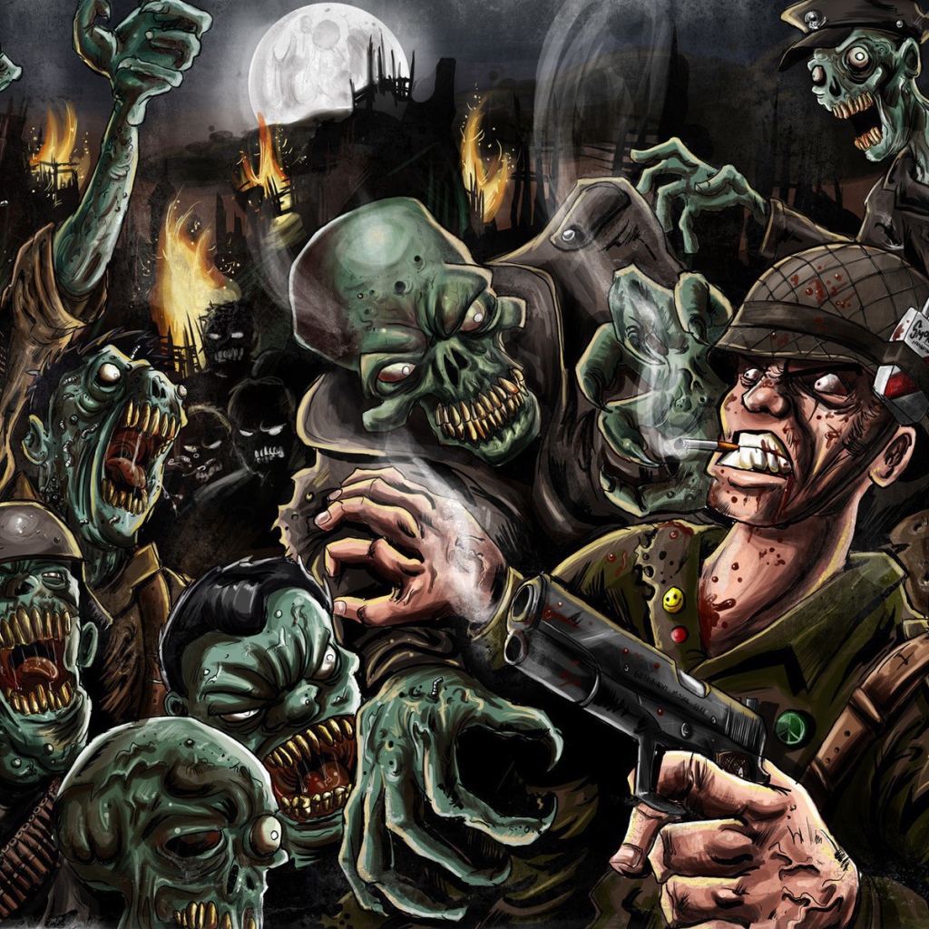 Солдат сражается с зомби