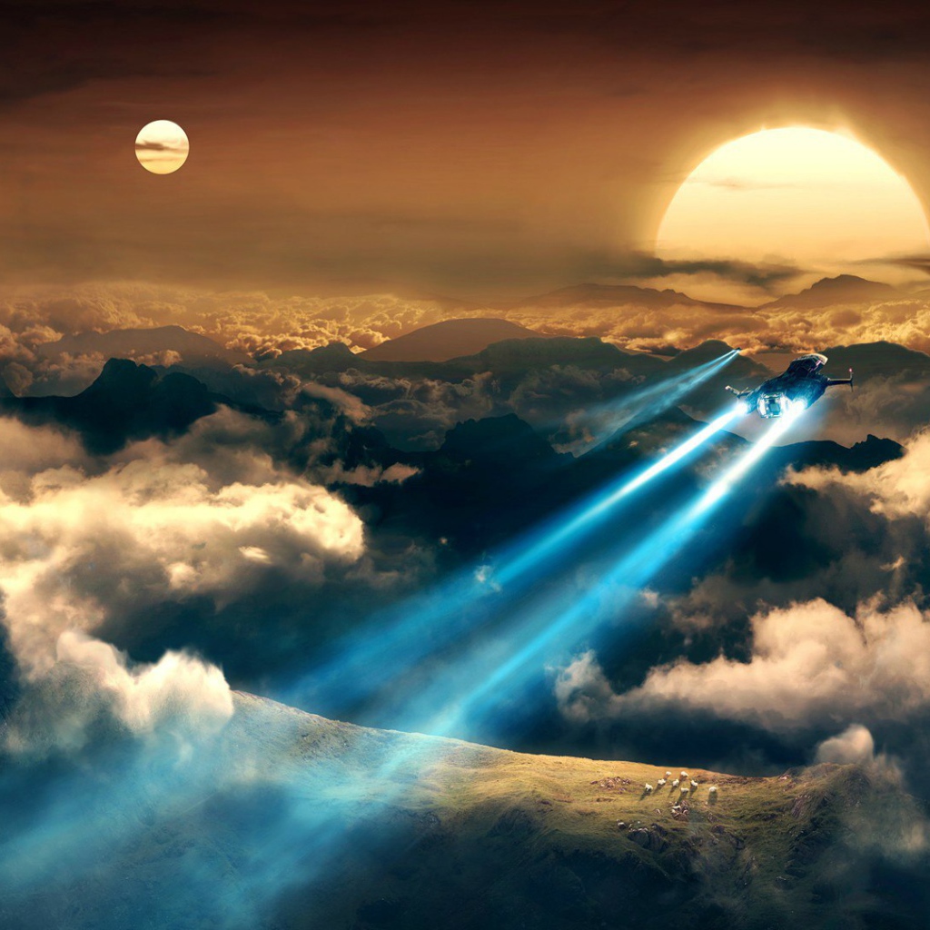 Космические истребители в облаках