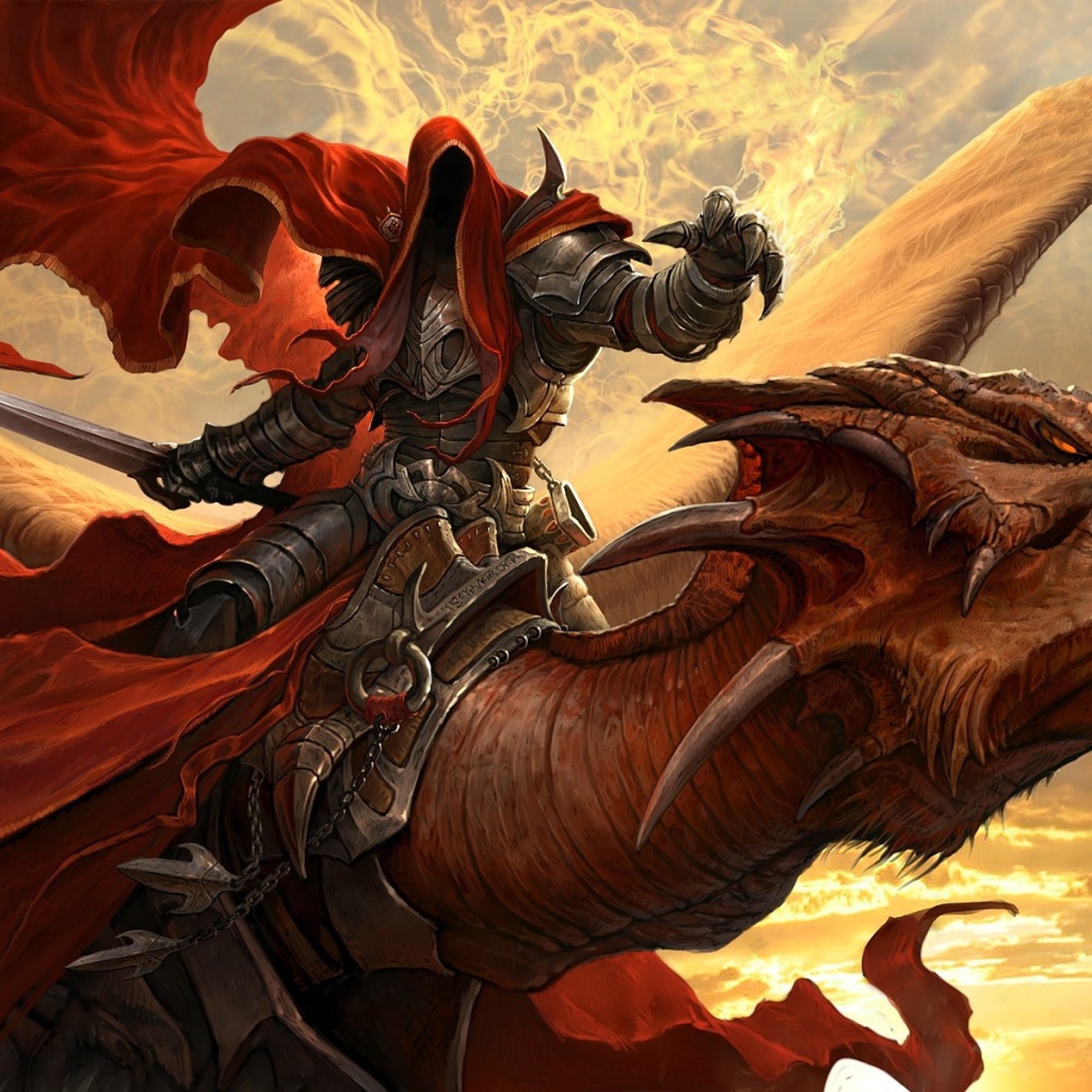 Дух в латах верхом на драконе