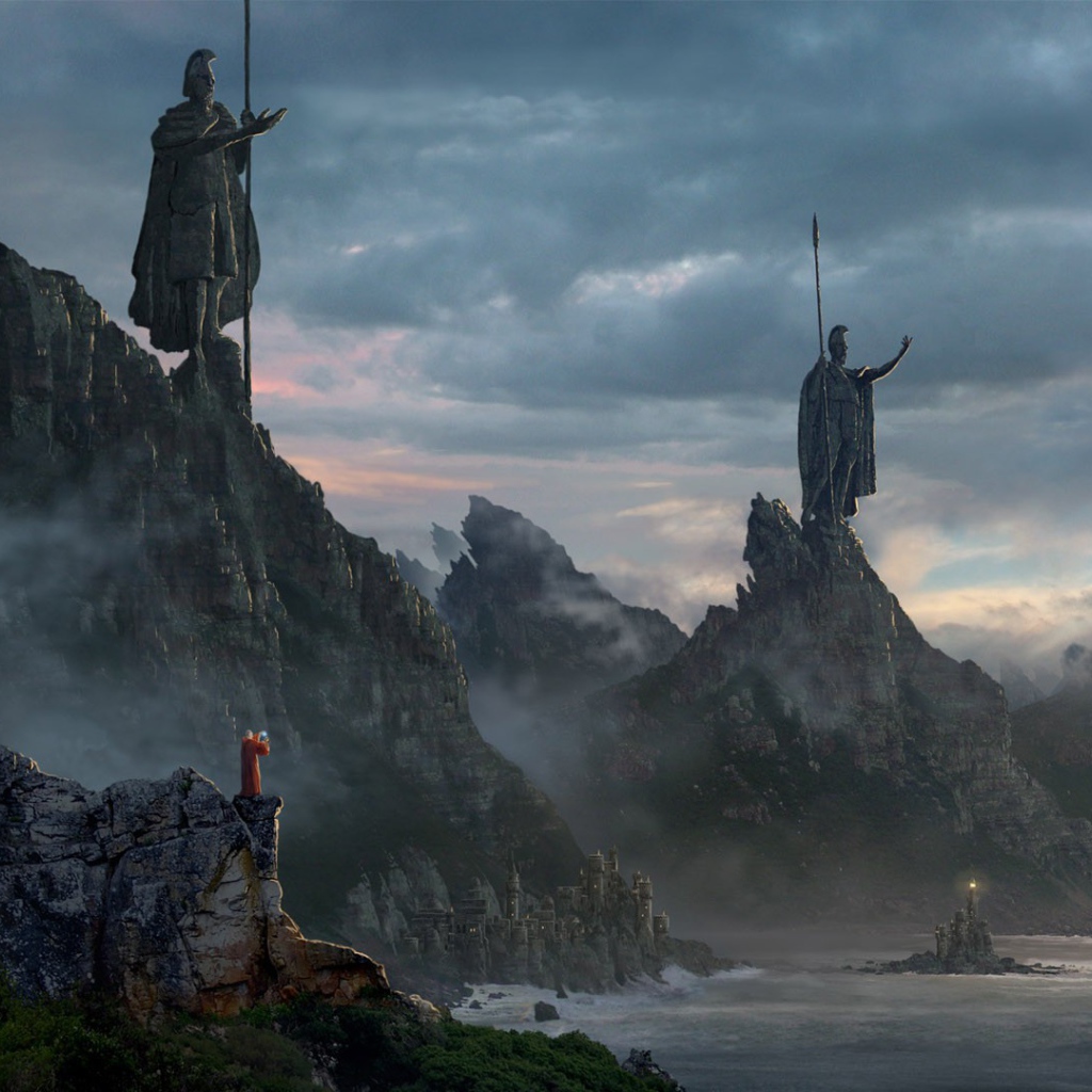 Статуи стражей на вершинах гор