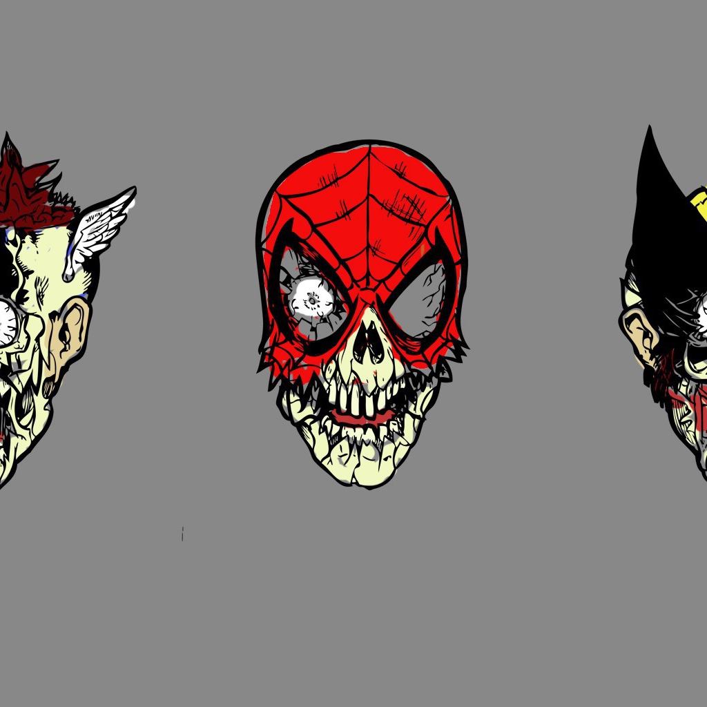 Супергерои зомби, серый фон