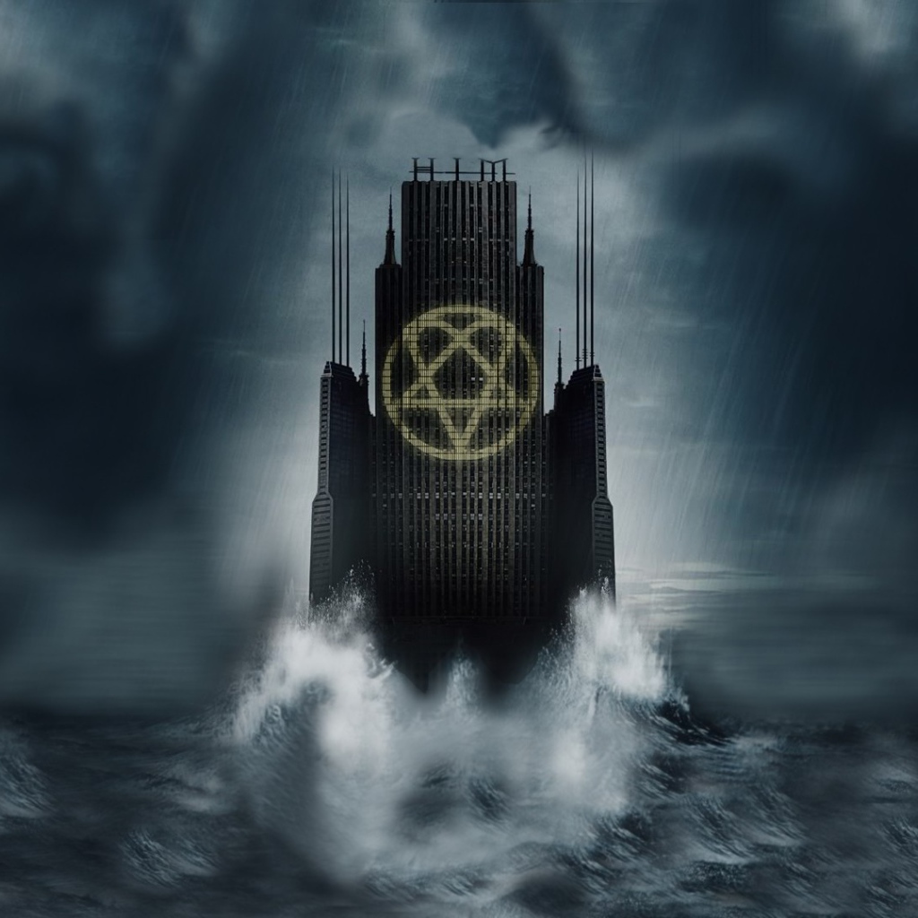 Символ на небоскребе в воде