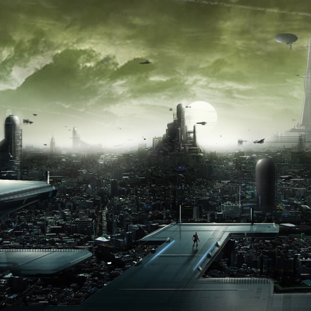 Технологичный город в будущем