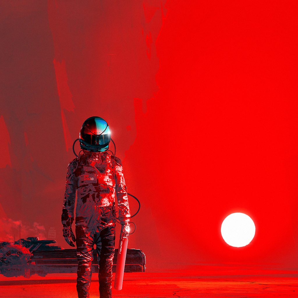 Девушка космонавт в красной дымке, Kuldar Leement