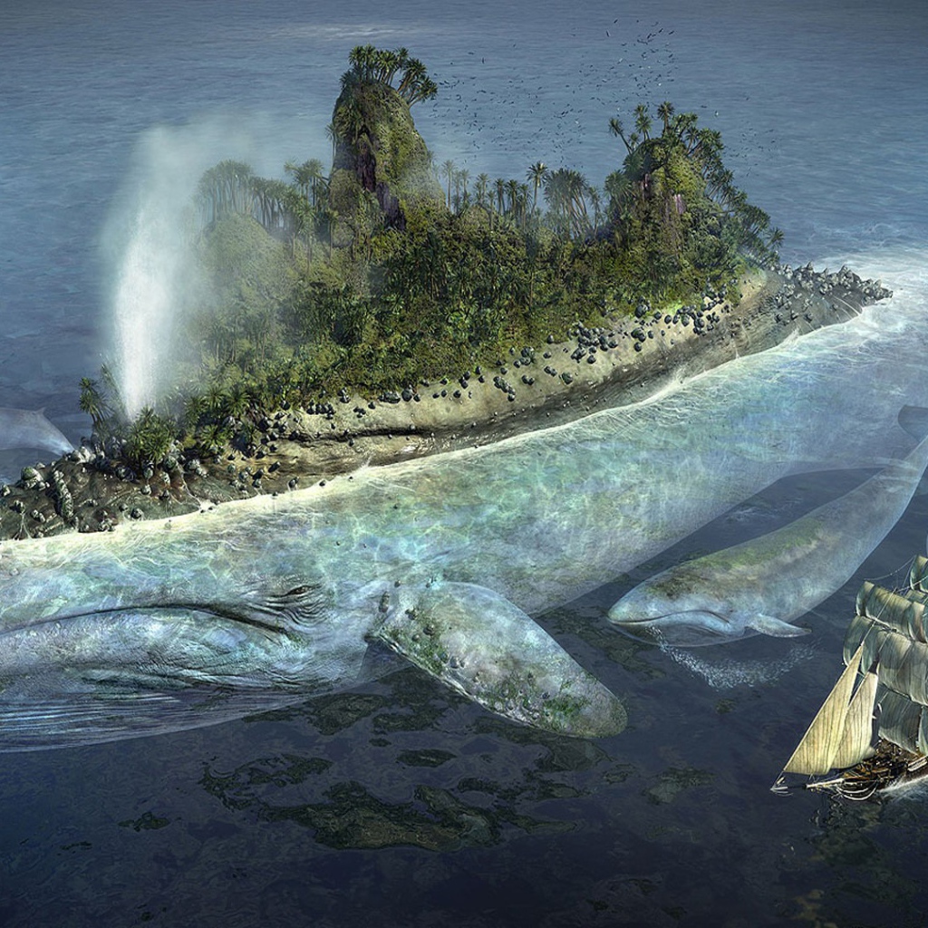 Остров на спине большой океанической рыбы