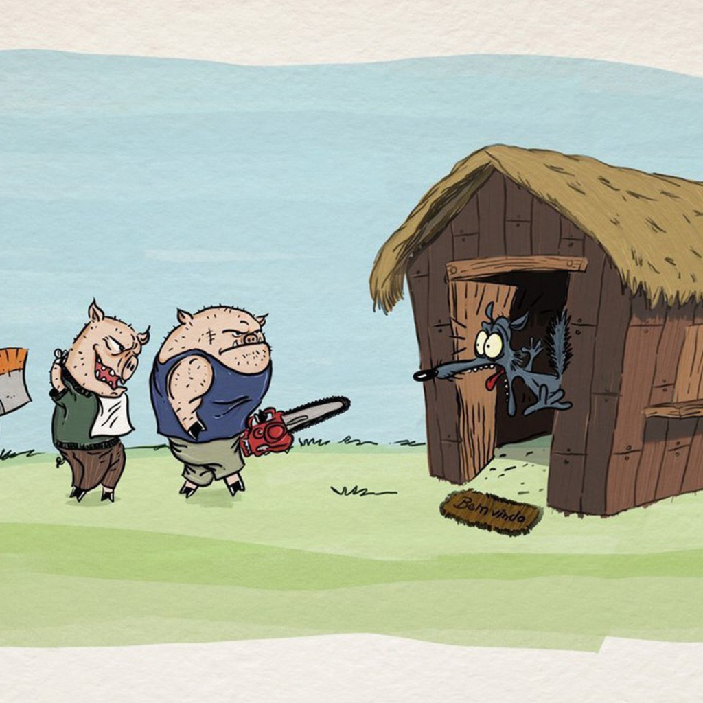 Поросята пришли в гости к волку