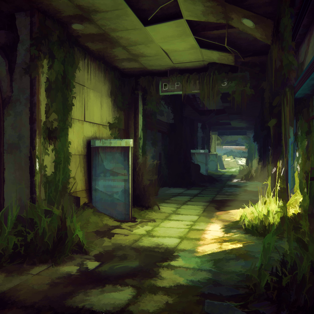 Заросли внутри заброшенного здания