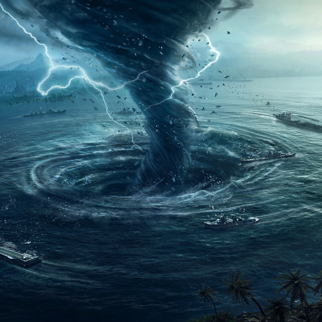 Торнадо создало водоворот в заливе