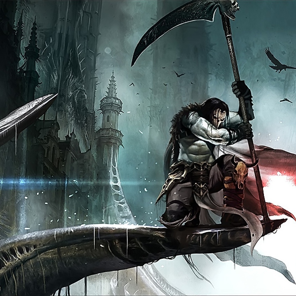 Воин с косой на выступе здания