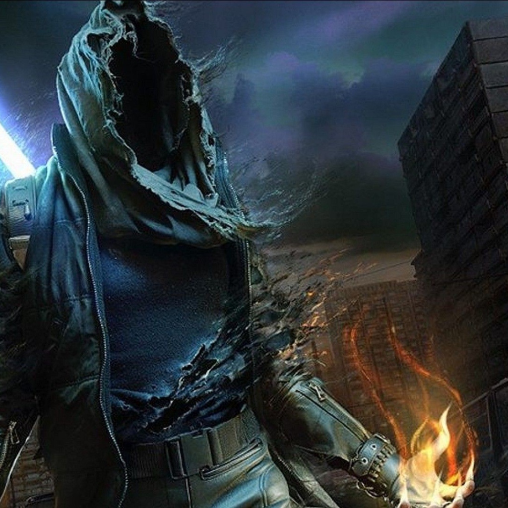 Воин без лица в заброшенном городе