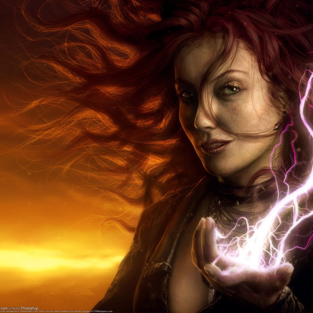 Ведьма с молнией в руке