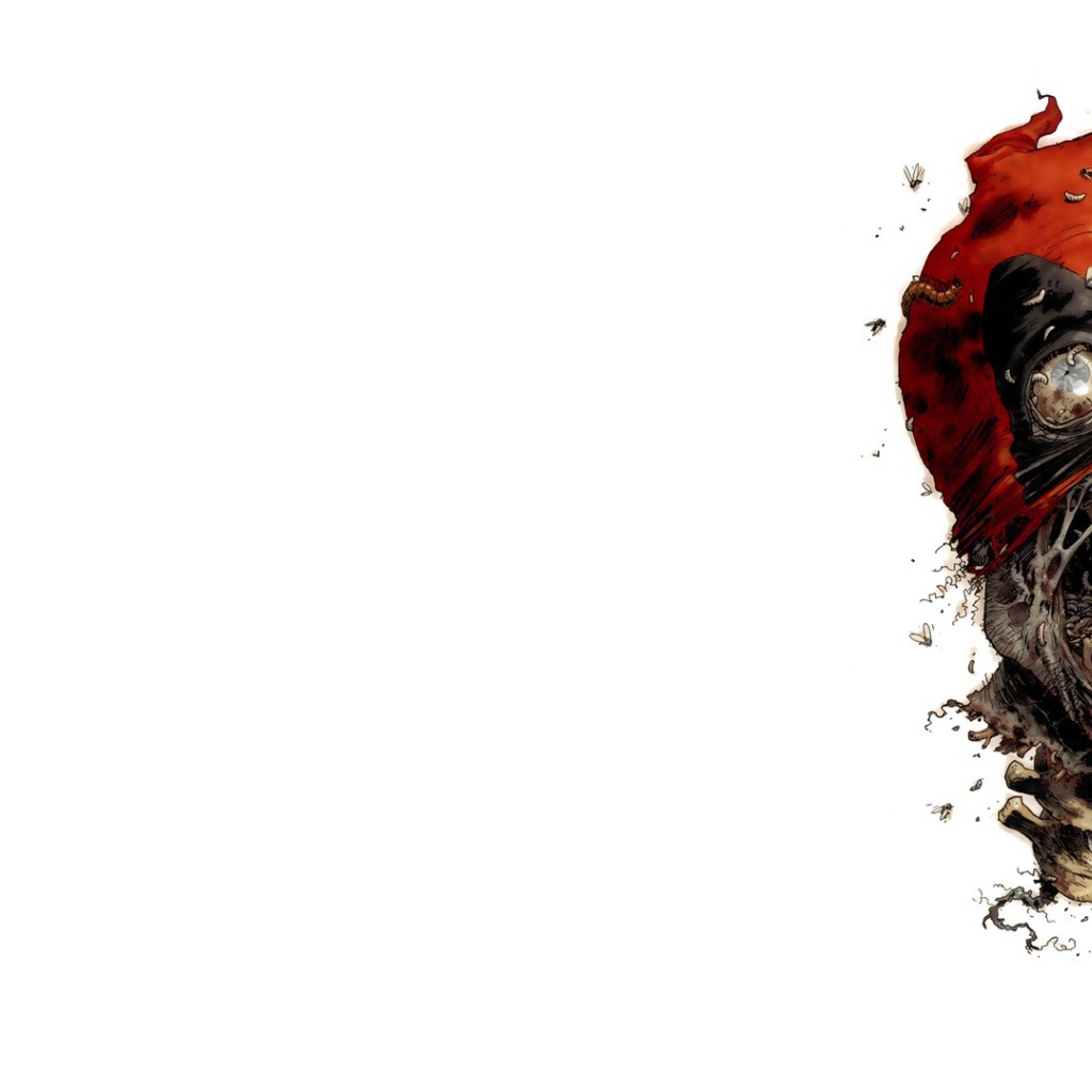 Зомби Дэдпул на белом фоне