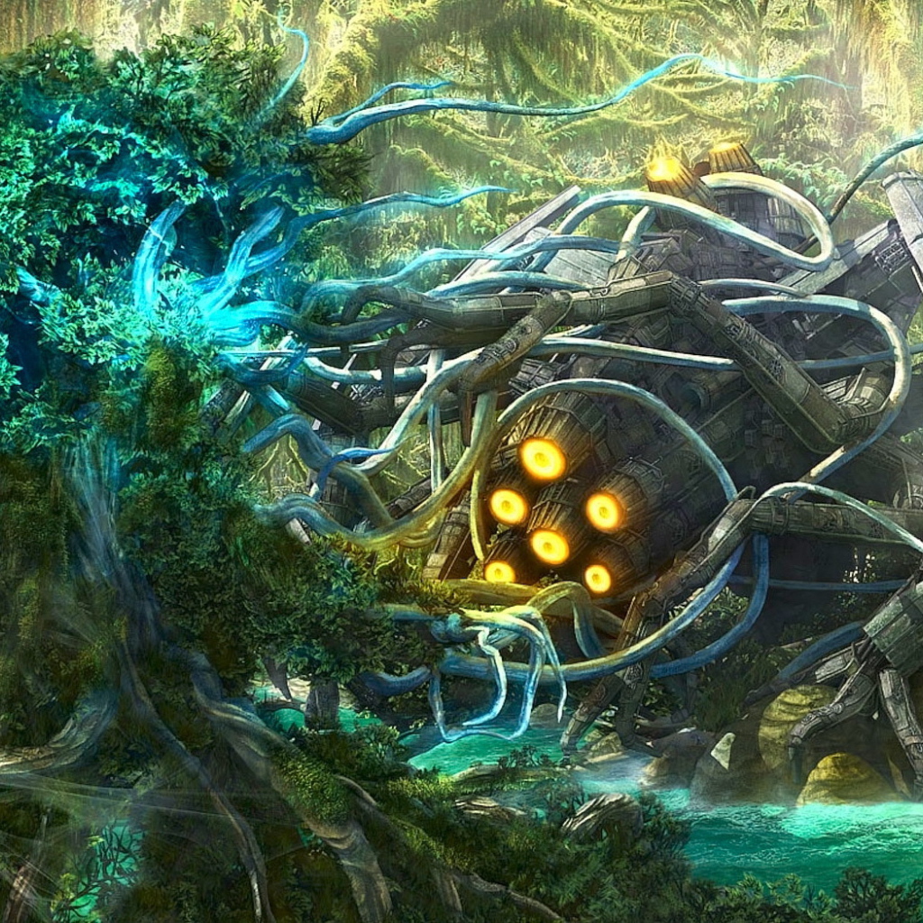 Космический корабль в лесу