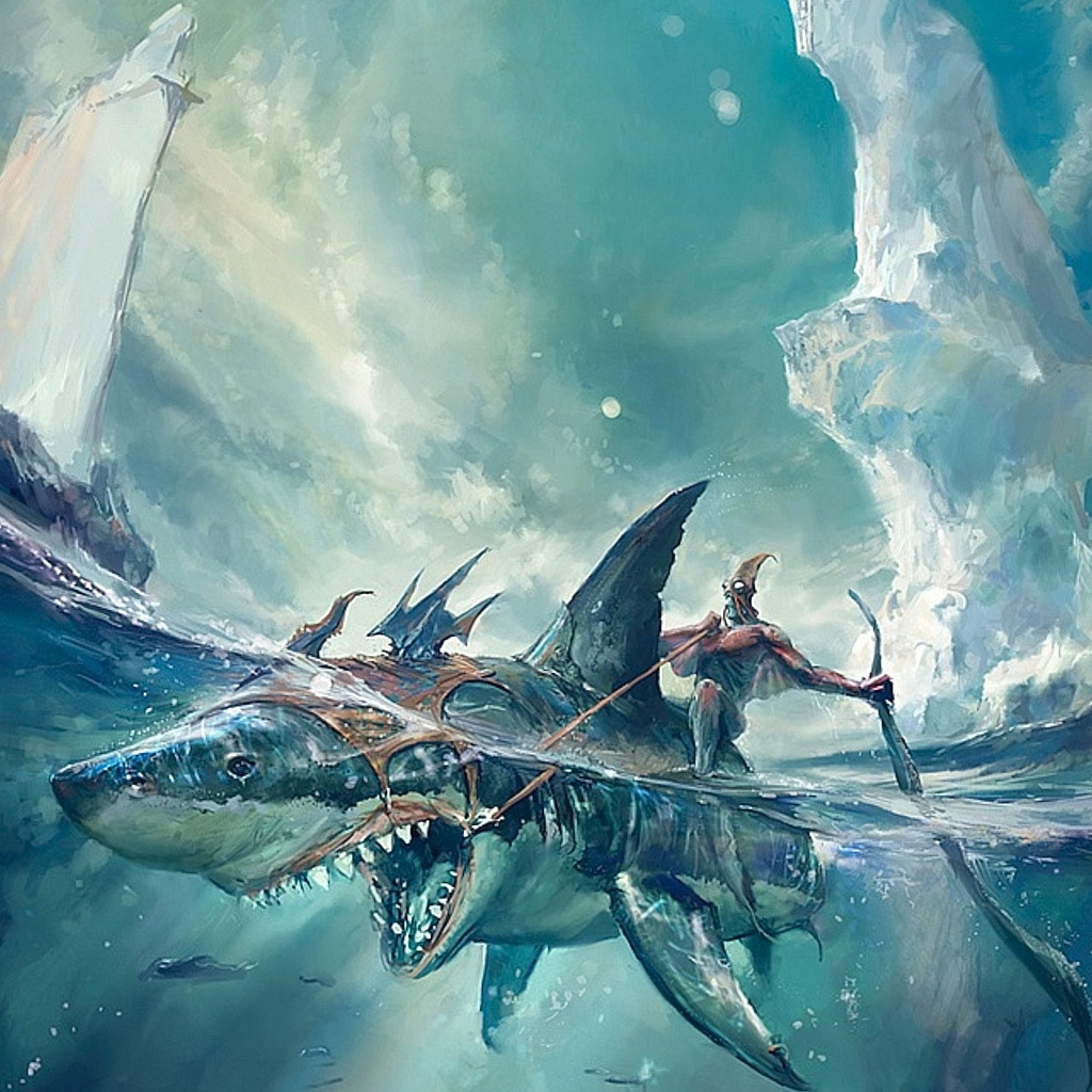 Монстр верхом на акуле