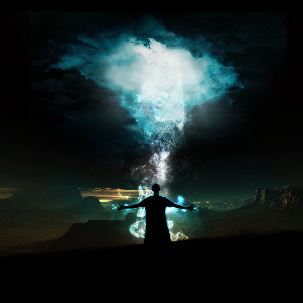 Колдун около магического костра