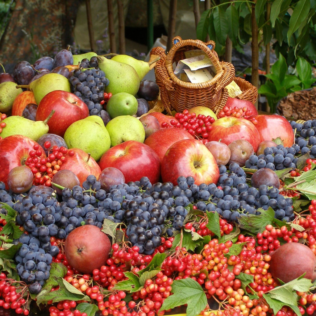 A mountain of berries and fruits