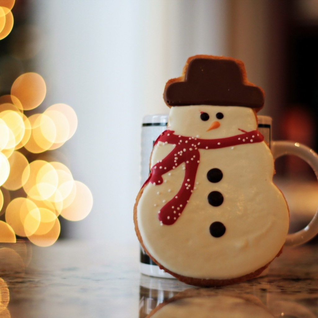 Печенье в форме снеговика