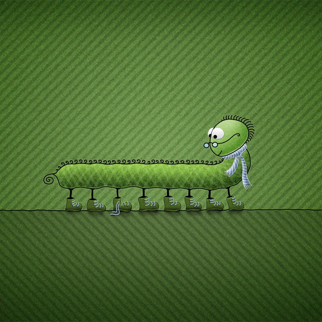 	   Centipede in glasses on a green background