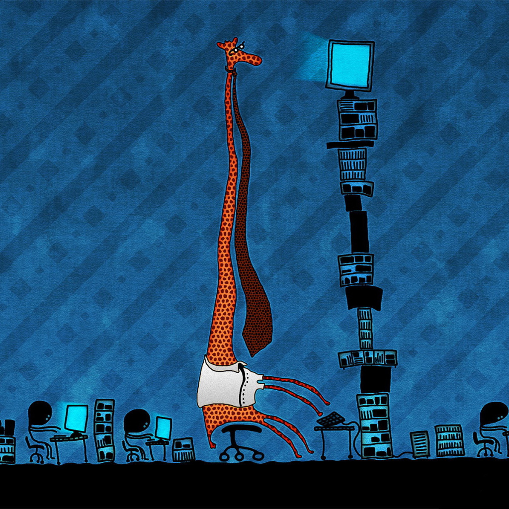 Жираф за компьютером