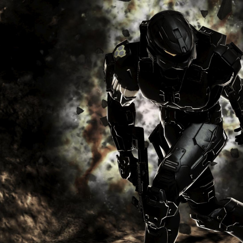 Черный робот Master Chief из игры Хало 3