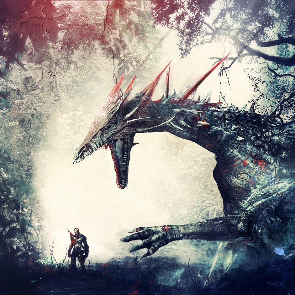 Дракон и воин в игре Dragon Age Origins