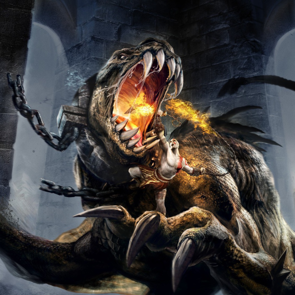 Огнедышащий зверь в игре God of War